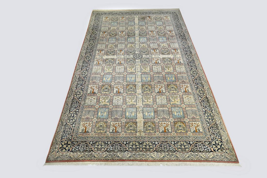 Palace size Indo-Persian panel garden carpet, 24' l (1 of 4)