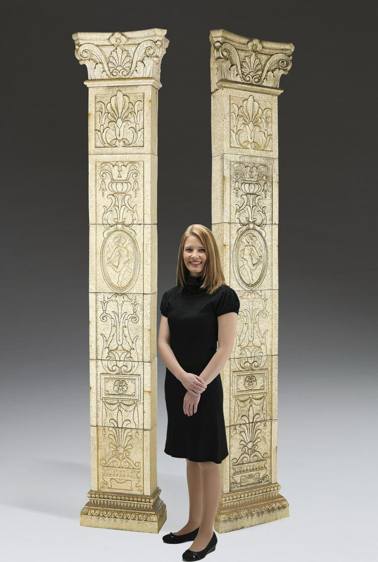 (2) American terracotta pilasters, early 20th c. (1 of 6)