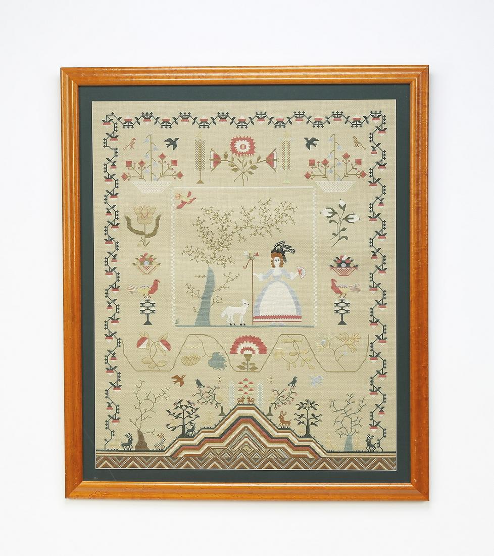 American needlepoint sampler, 37"h (1 of 4)