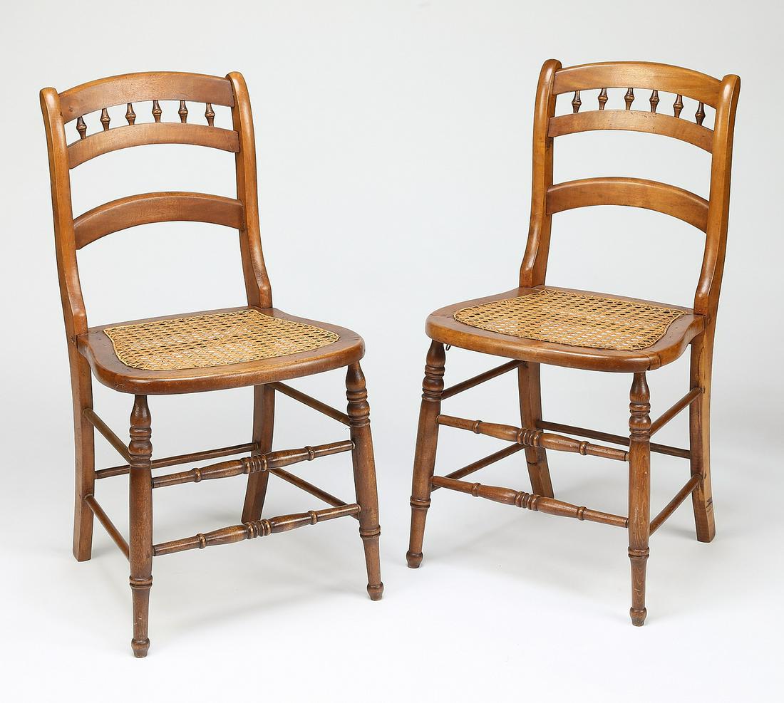 (2) Victorian walnut and caned side chairs (1 of 3)