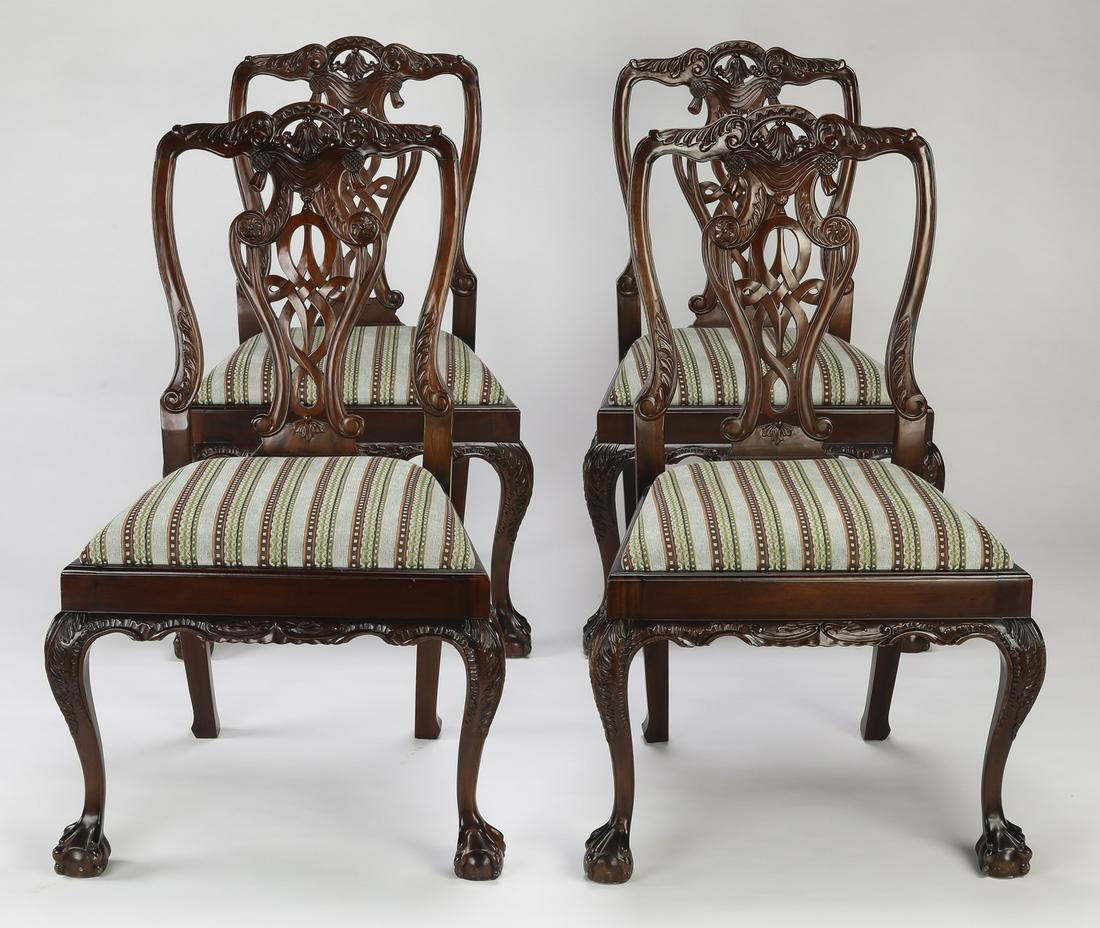 (4) Chippendale style mahogany side chairs (1 of 3)