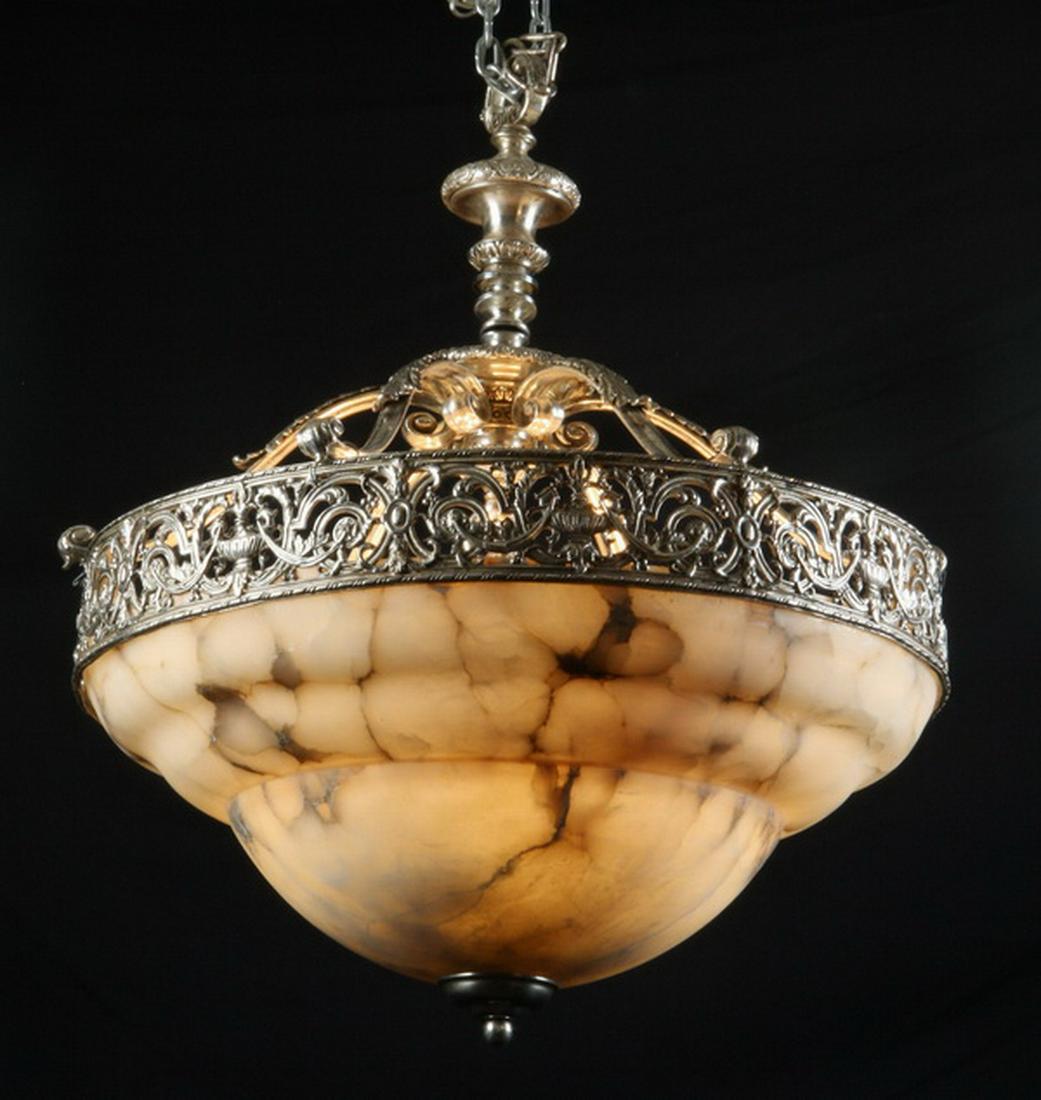 Silvered bronze and alabaster chandelier (1 of 1)