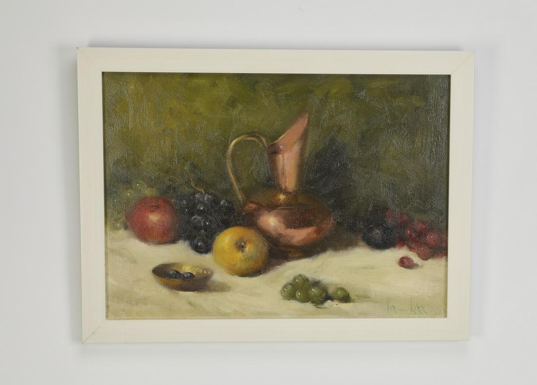 Signed Vernon Kerr (American) O/c still life (1 of 4)