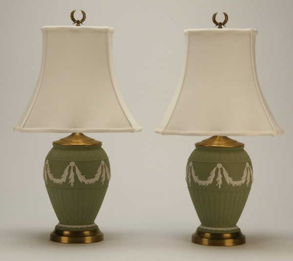 23 Pair of Wedgewood Jasperware table lamps