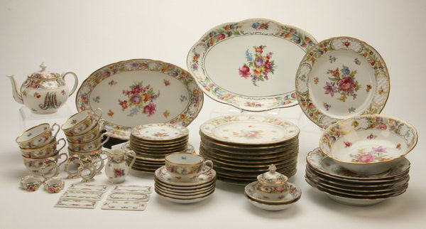 Dresden "Empress" dinnerware set: 108 piece Dresden dinnerware set with coffee service, "Empress" pattern, marked "Bavaria, Schumann Arzberg, Germany".