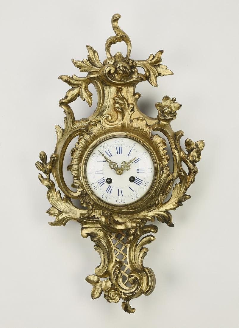 Japy Freres gilt bronze cartel clock, 19th c. (1 of 4)