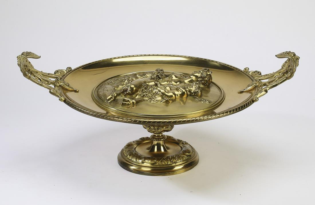 Neoclassical style gilt figural tray with satyress (1 of 4)