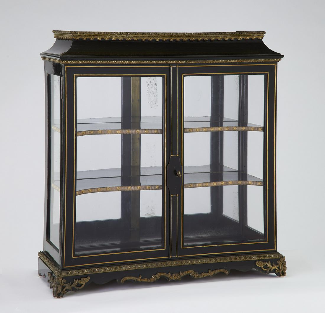 Empire style brass inlaid tabletop vitrine, 27"h (1 of 2)
