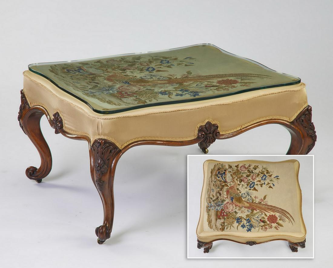Custom Louis XV style needlepoint cocktail table (1 of 5)