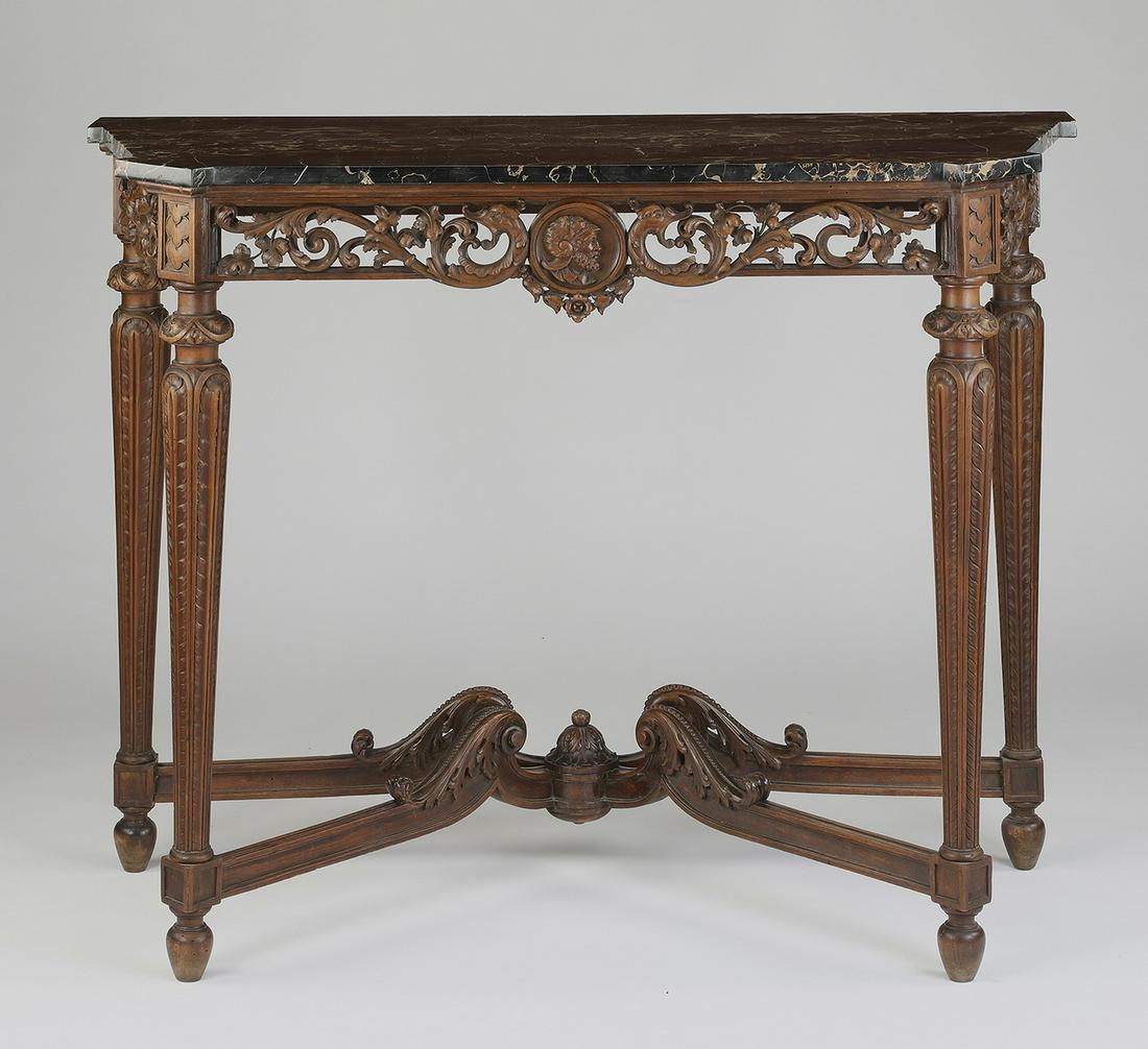 19th c. Italian marble top walnut console table (1 of 4)