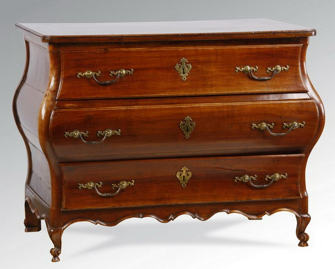 18th c. French Provincial walnut bombe' commode (1 of 3)