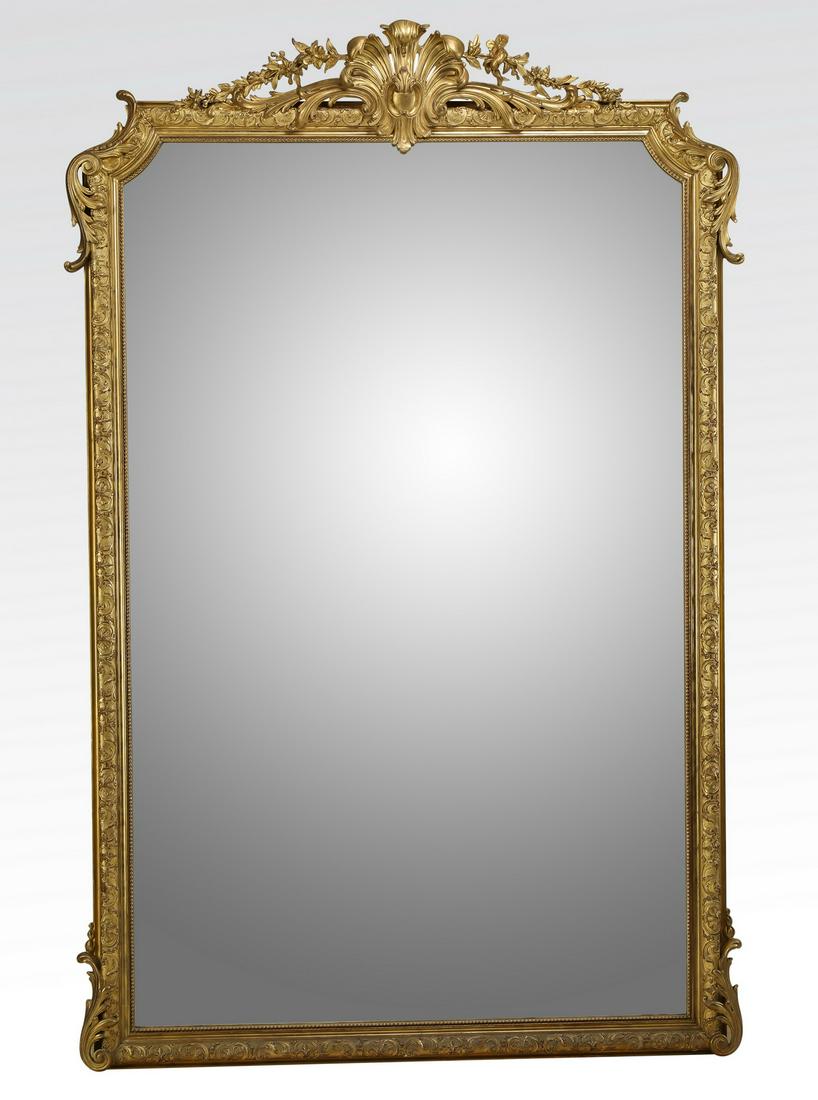 19th c. French Rococo style carved giltwood mirror (1 of 2)