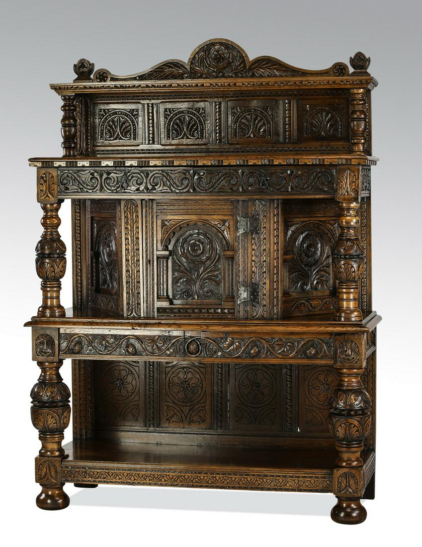 19th c. Jacobean style carved oak court cupboard (1 of 7)
