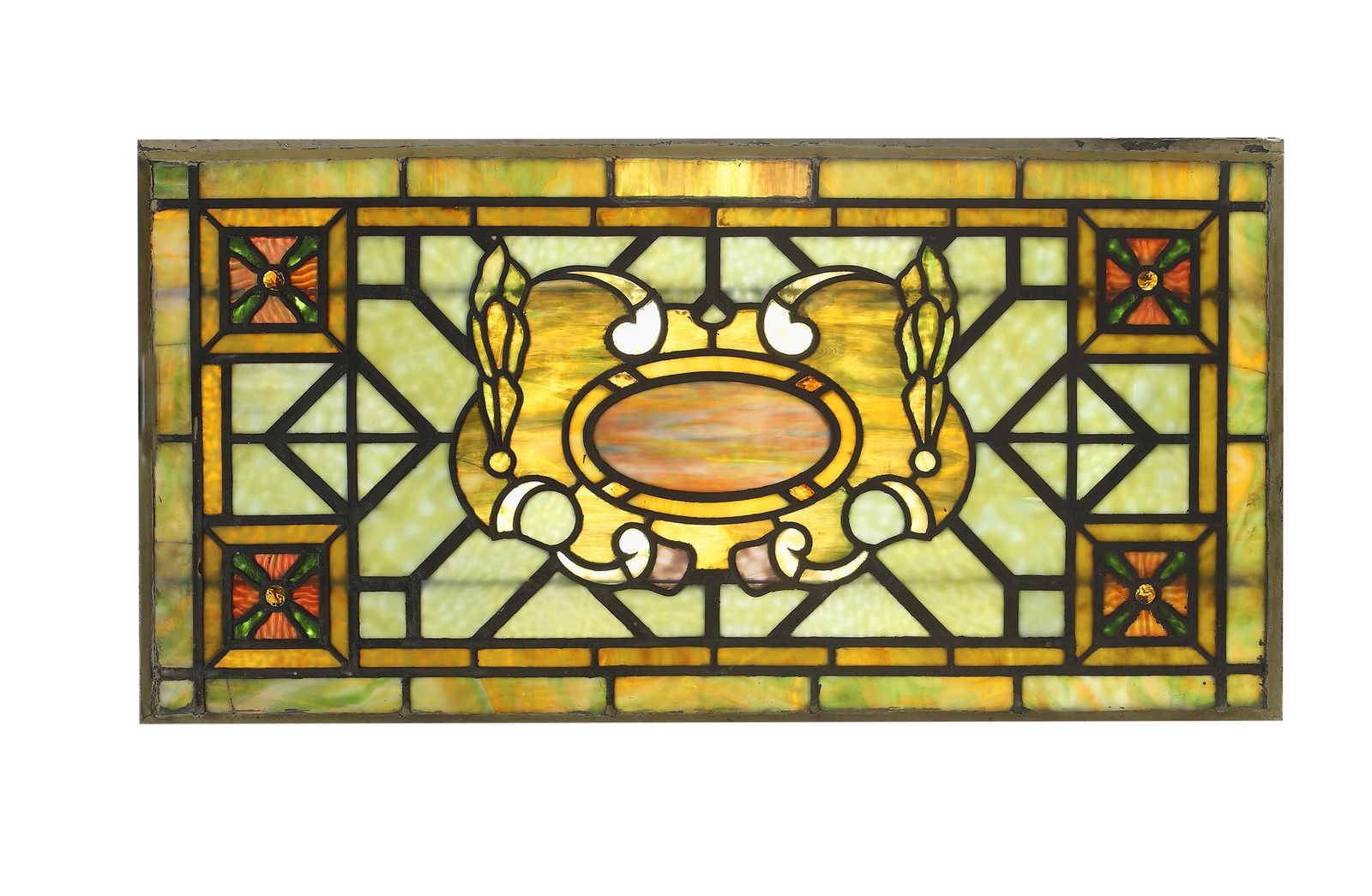 Early 20th c. American leaded glass window (1 of 3)
