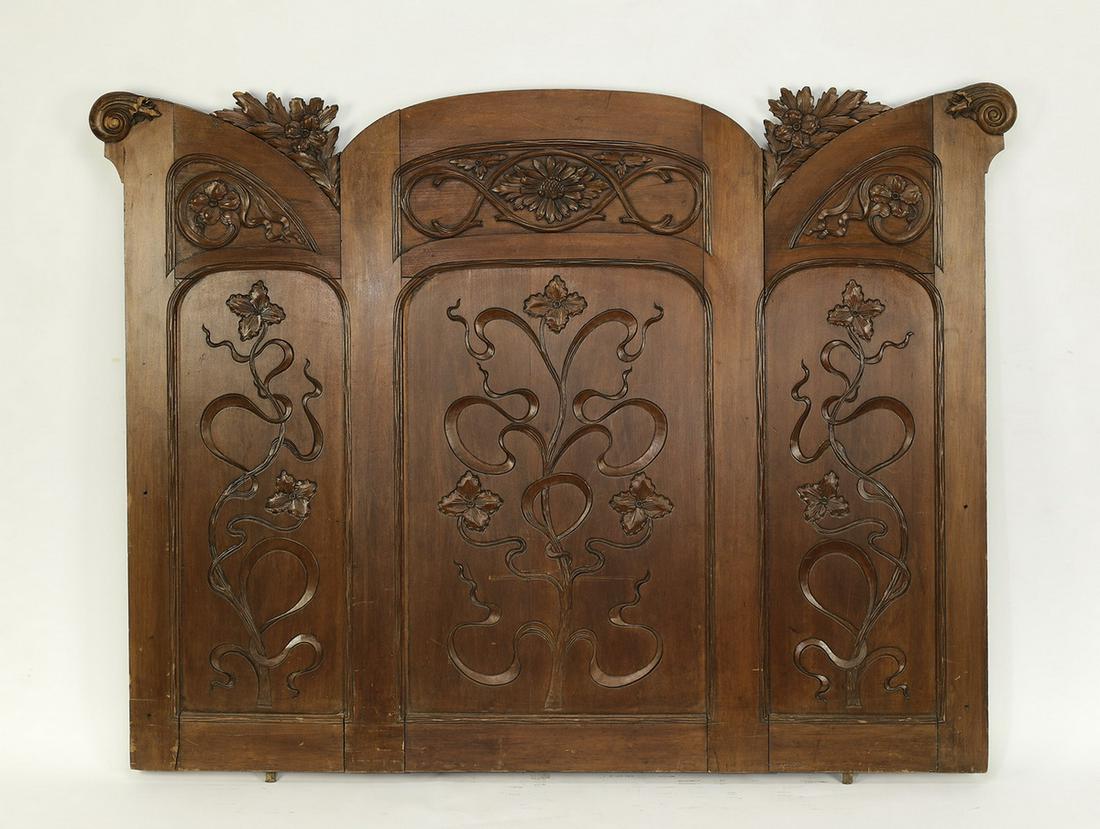 Early 20th c. Art Nouveau walnut architectural panel (1 of 4)