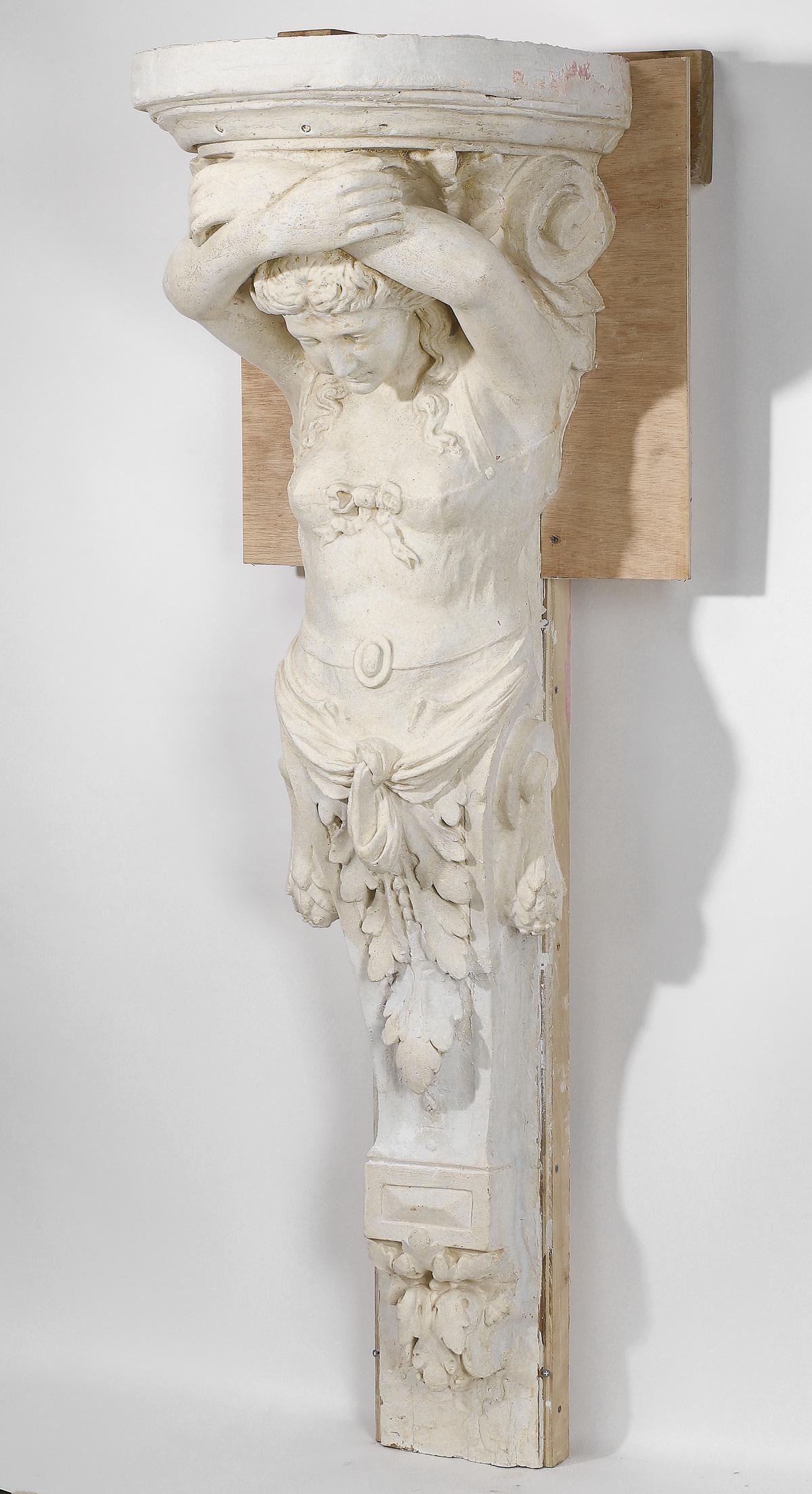 Plaster figural maiden architectural element, 62"h (1 of 5)