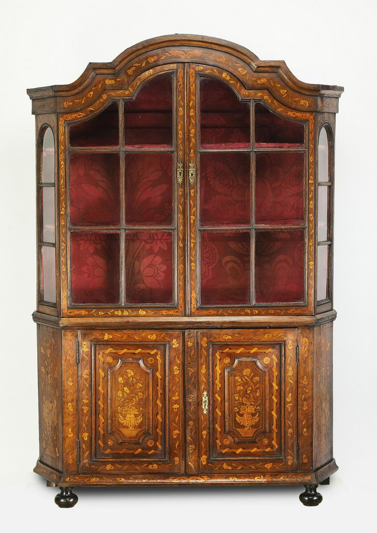 19th c. Dutch marquetry inlaid cabinet (1 of 5)