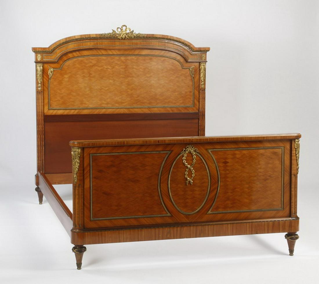 19th c. French bronze mounted full size bed (1 of 5)