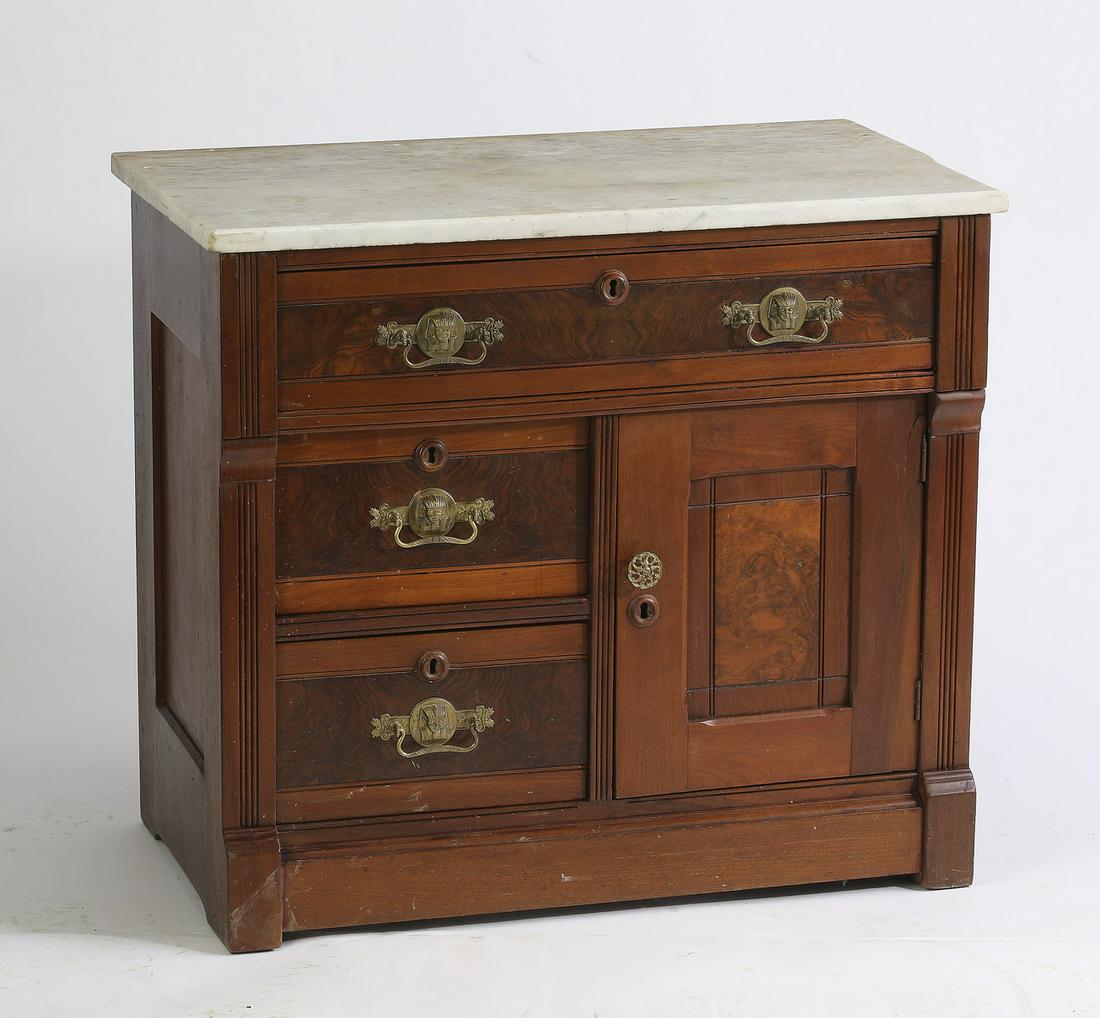 Late 19th c. East Lake marble top cabinet (1 of 3)