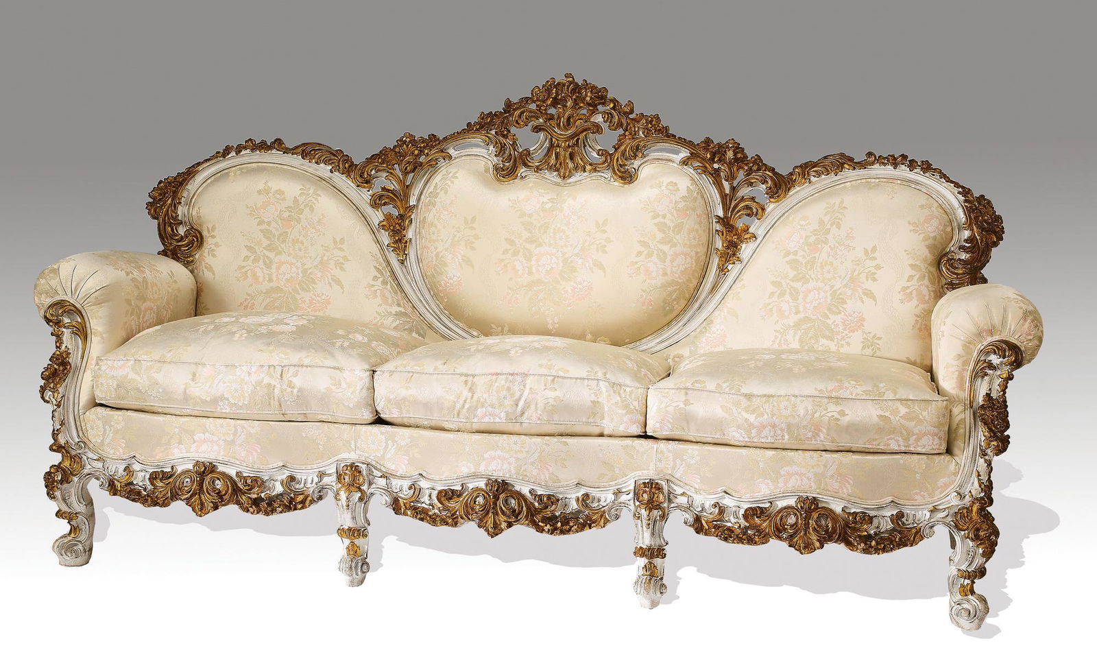 Italian Rococo style carved and gilt sofa (1 of 5)
