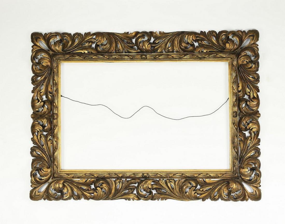 Late 19th c. Continental pierce carved giltwood frame (1 of 2)