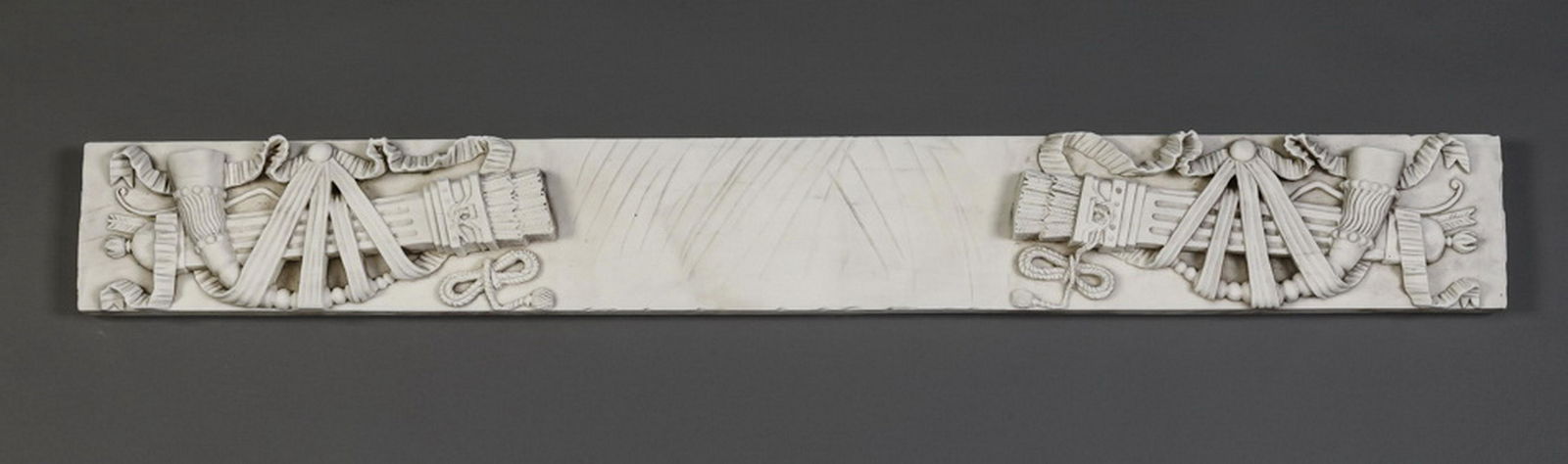 19th c. Continental carved marble panel, 47"l (1 of 2)