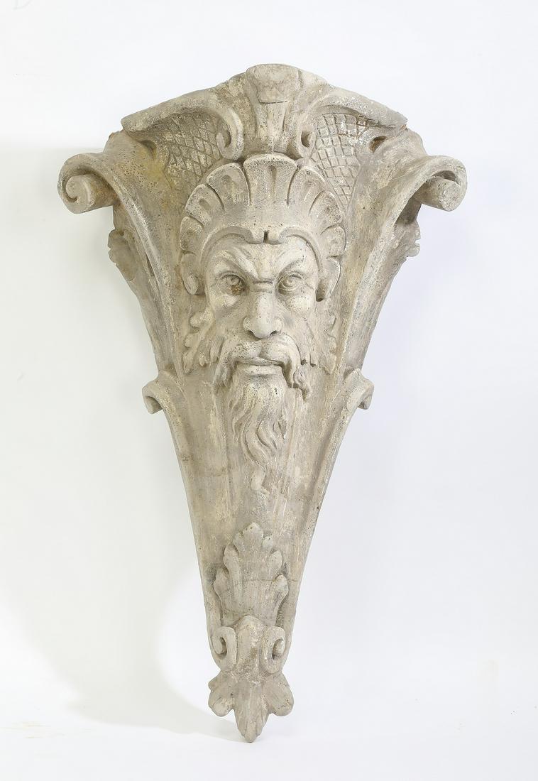 Cast plaster Green Man architectural element, 29"h (1 of 2)