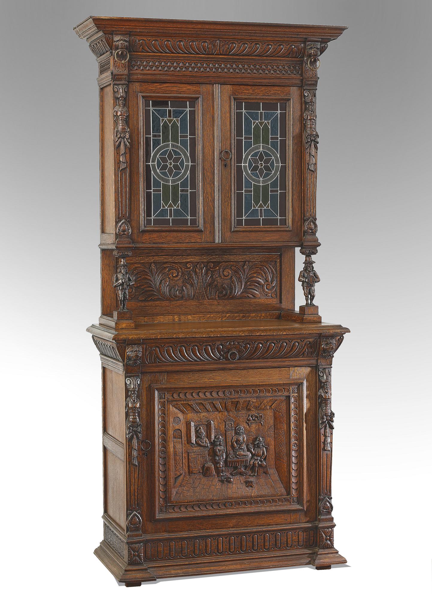 19th c. French cabinet with stained glass door panels (1 of 5)