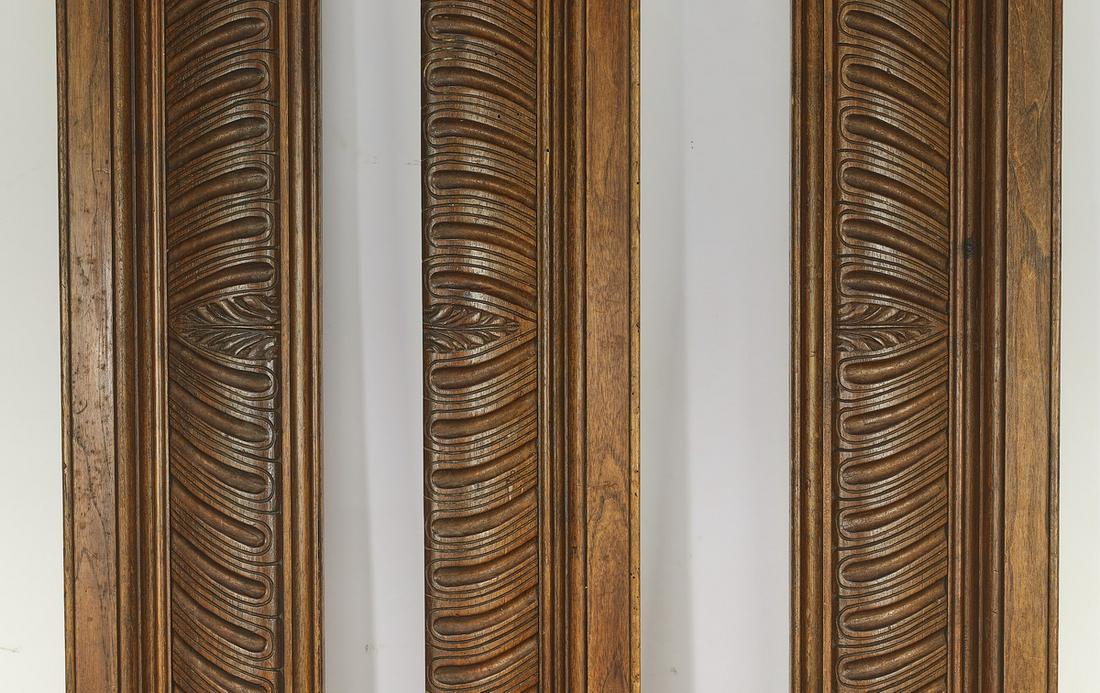 (3 pcs) 19th c. French carved oak moldings, each 79"l (1 of 2)