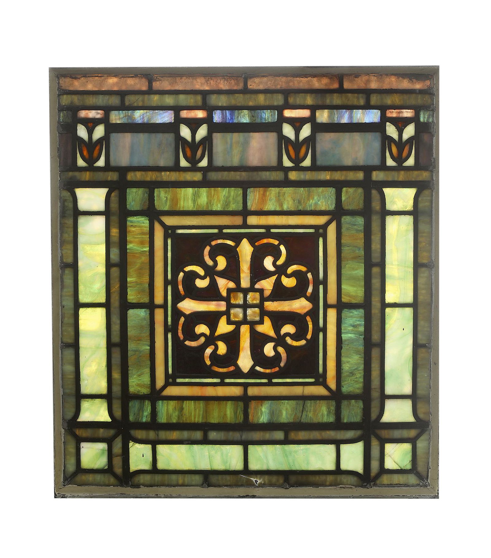 (2) Early 20th c. American leaded glass windows (1 of 6)