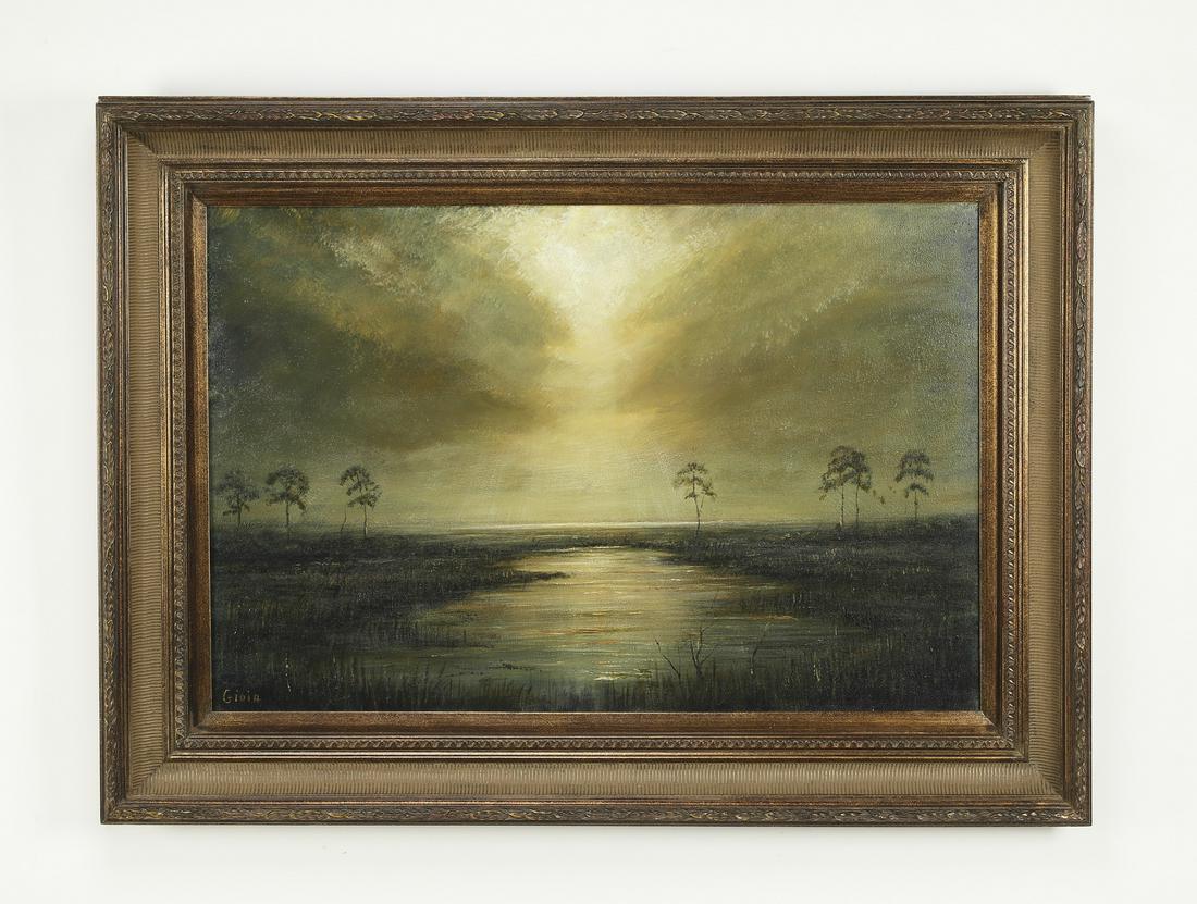 Signed Dean Gioia O/c marsh landscape, 46"w (1 of 6)