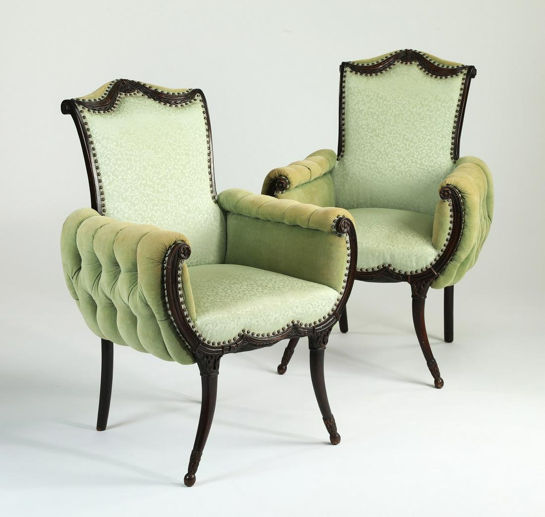 (2) Mid-20th c. Hollywood Regency style armchairs (1 of 2)