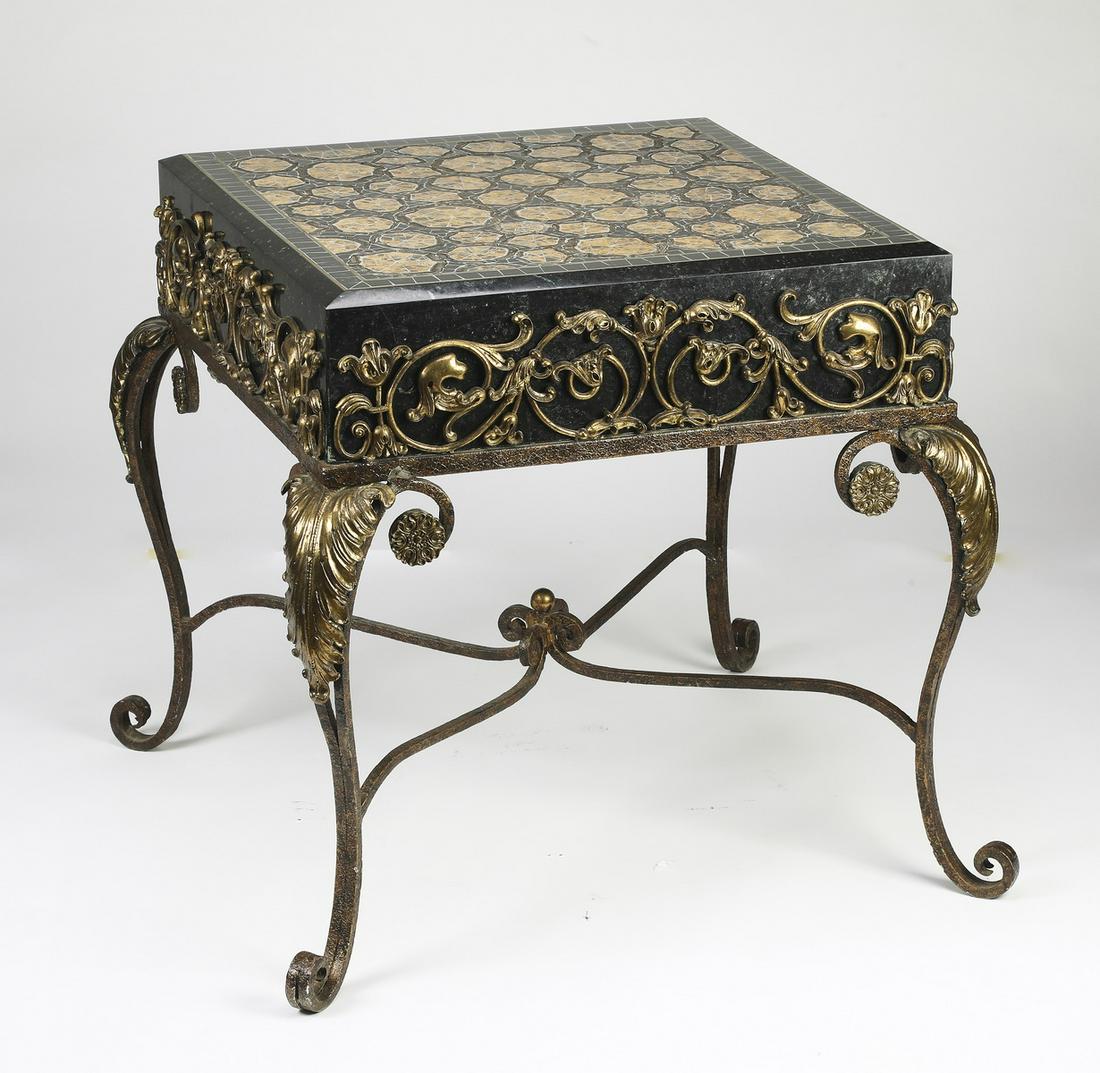 Stone mosaic and wrought iron occasional table (1 of 2)