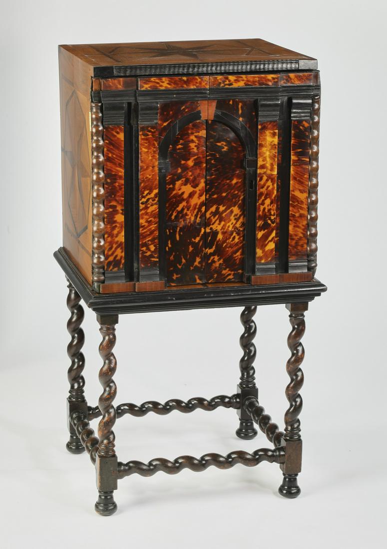 19th c. Dutch Baroque parquetry cabinet on stand (1 of 3)