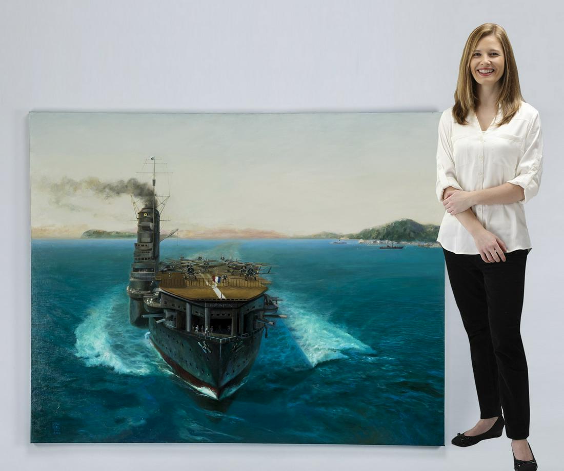 John W. Clark signed O/c, French aircraft carrier (1 of 6)