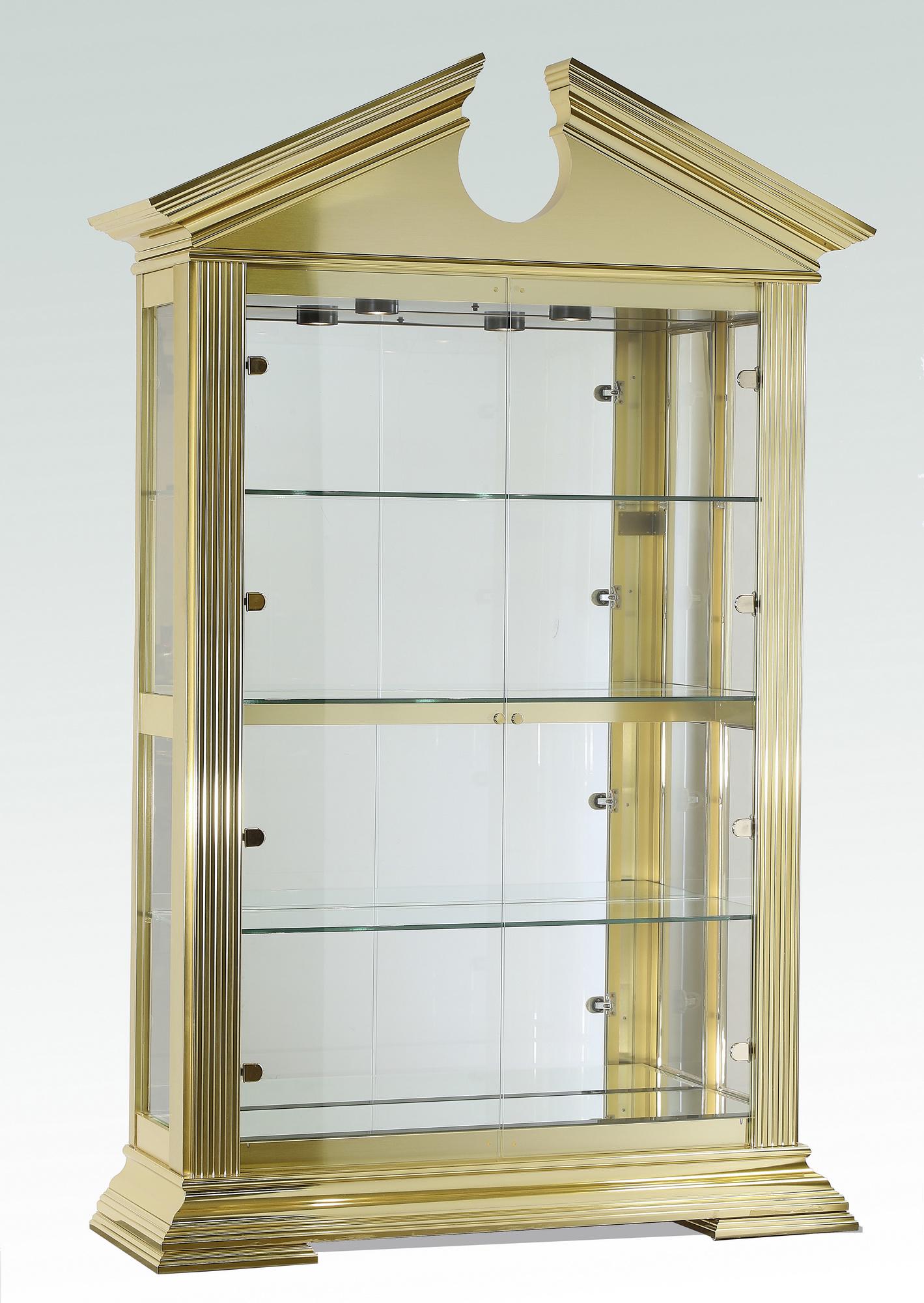 Neoclassical style gilt brass display case, 89"h (1 of 1)