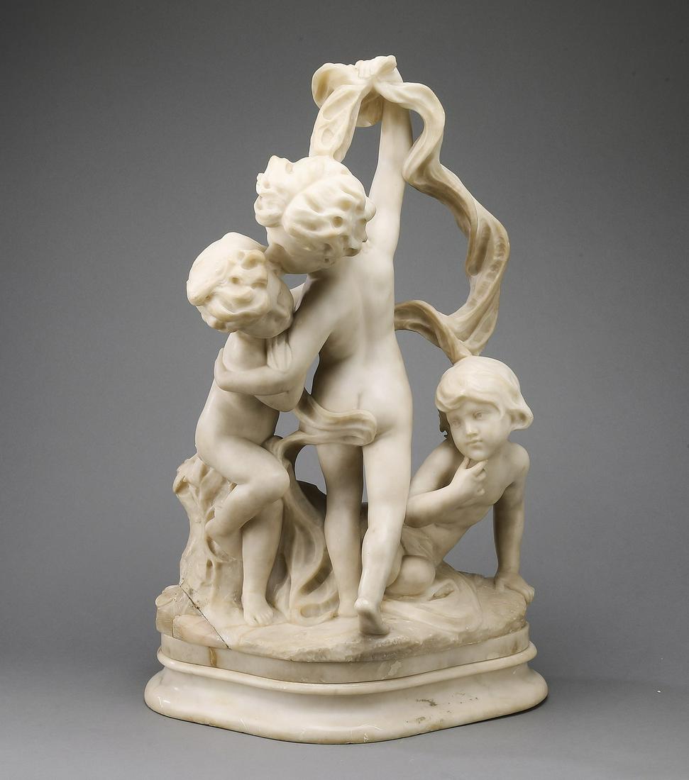 19th c. Italian carved alabaster sculpture, 27"h (1 of 6)