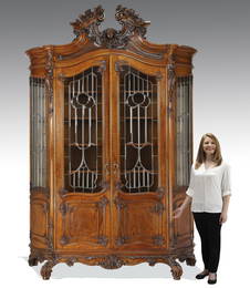 19th c. French Rococo style demi lune vitrine