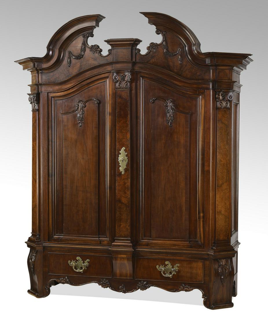 19th c. Continental mahogany and burl wood cabinet (1 of 6)