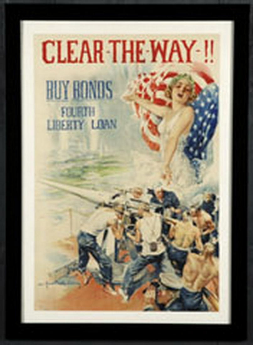 Circa 1917 WWI era War Bonds poster, framed (1 of 2)