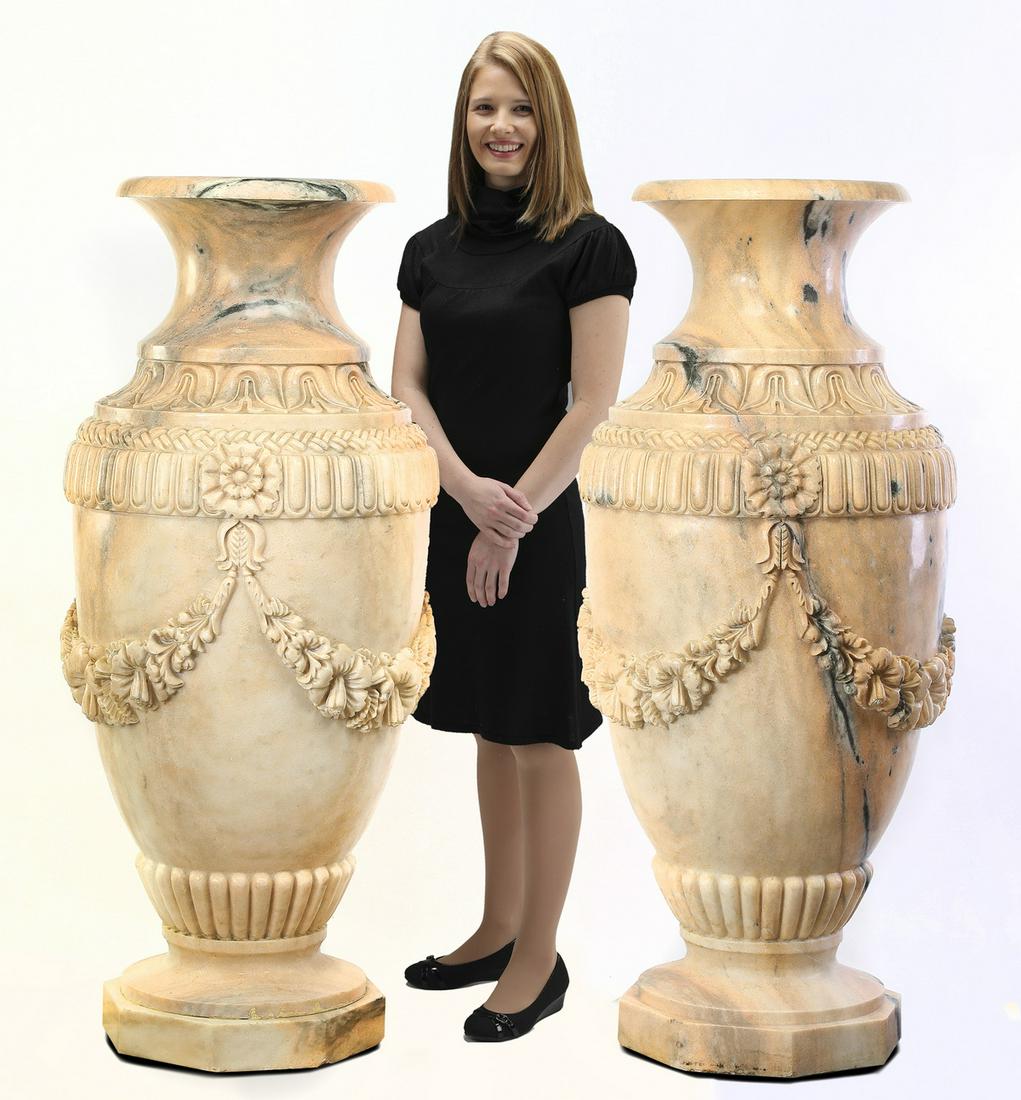 (2) Monumental carved marble urns (1 of 10)