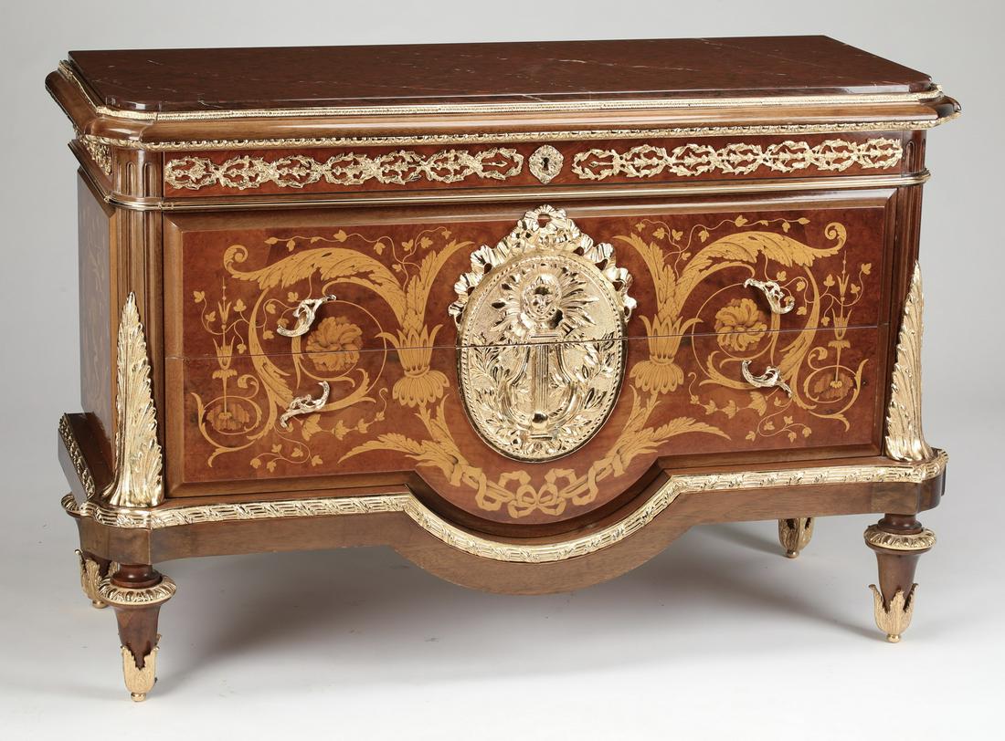 Louis XVI style marquetry commode w/ marble top (1 of 4)