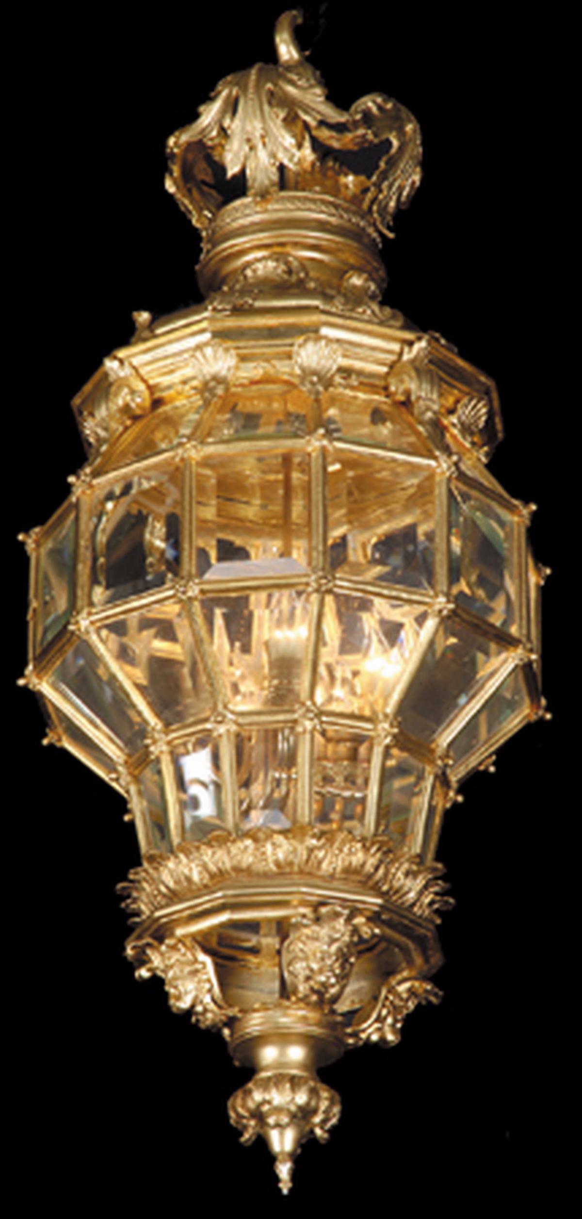 French finely chased dore' bronze lantern, 48"h (1 of 1)