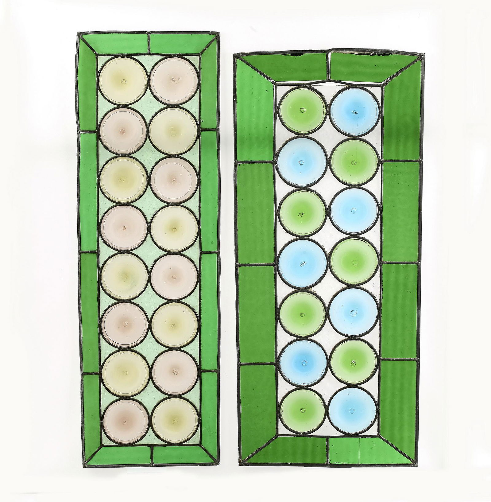 (2) Early 20th c. English leaded glass windows (1 of 3)