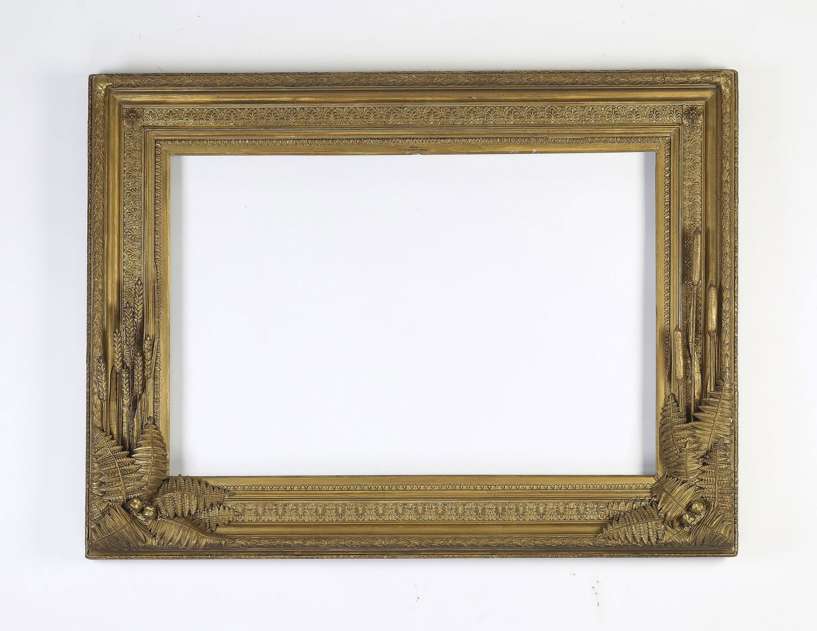 19th c. carved and gilt frame with ferns and cattails (1 of 4)
