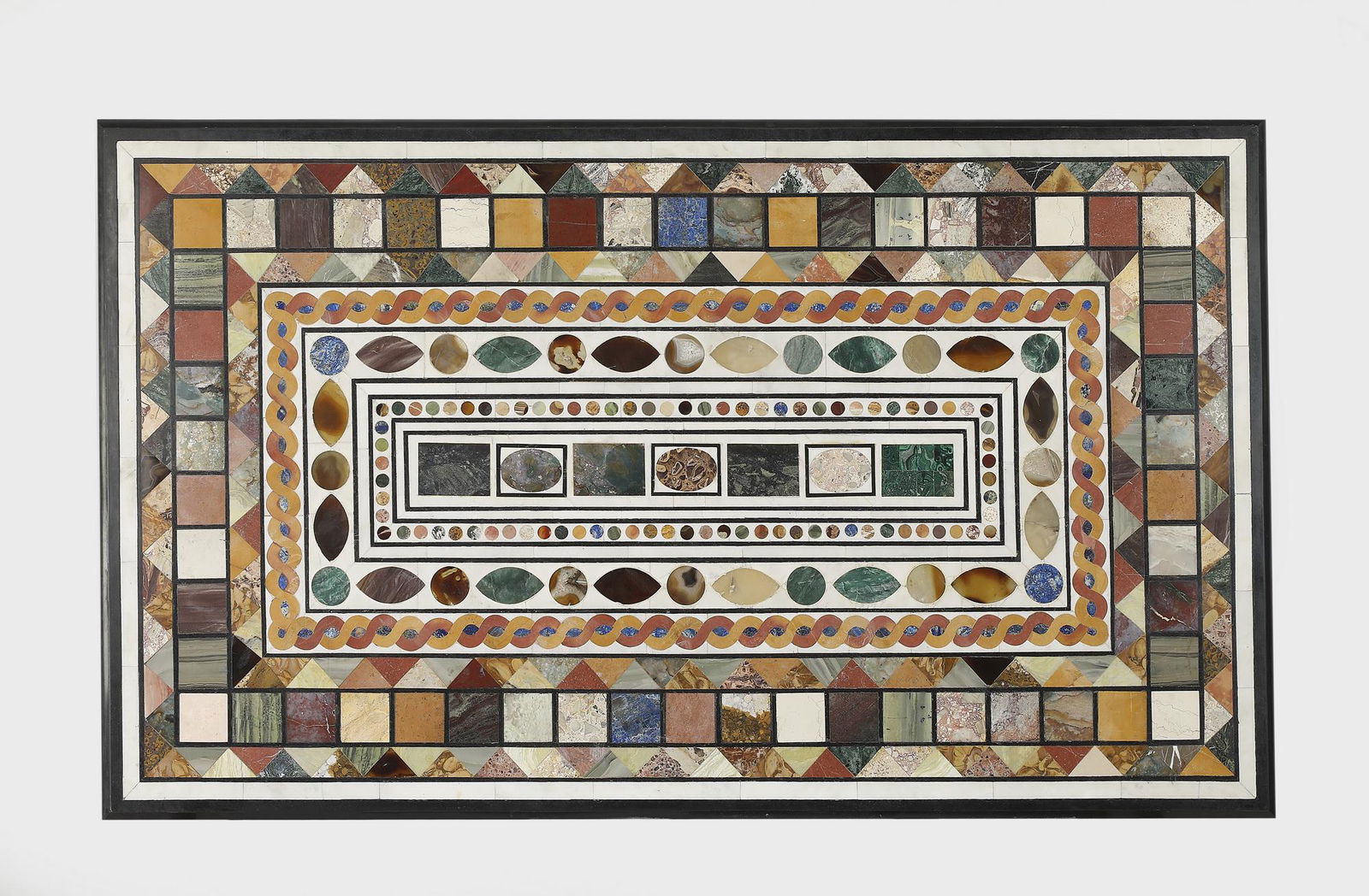 Pietra dura inlaid marble table top, 59"l (1 of 4)