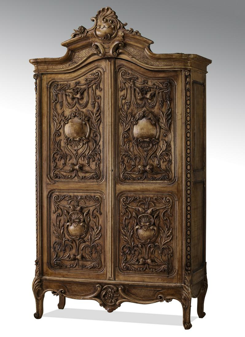 Oversized French Provincial inspired carved armoire (1 of 8)