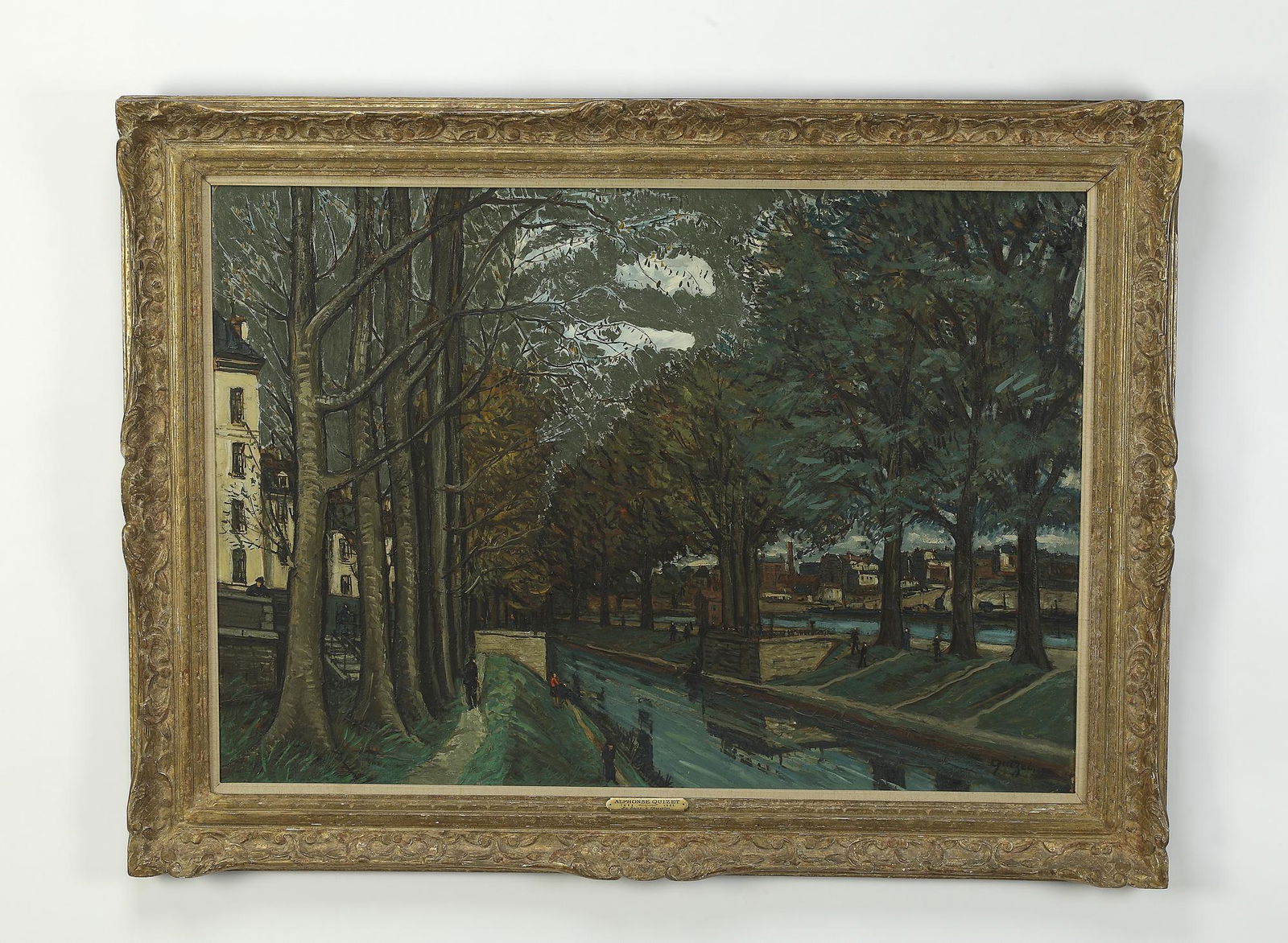 Leon Alphonse Quizet signed O/c, French canal scene (1 of 4)