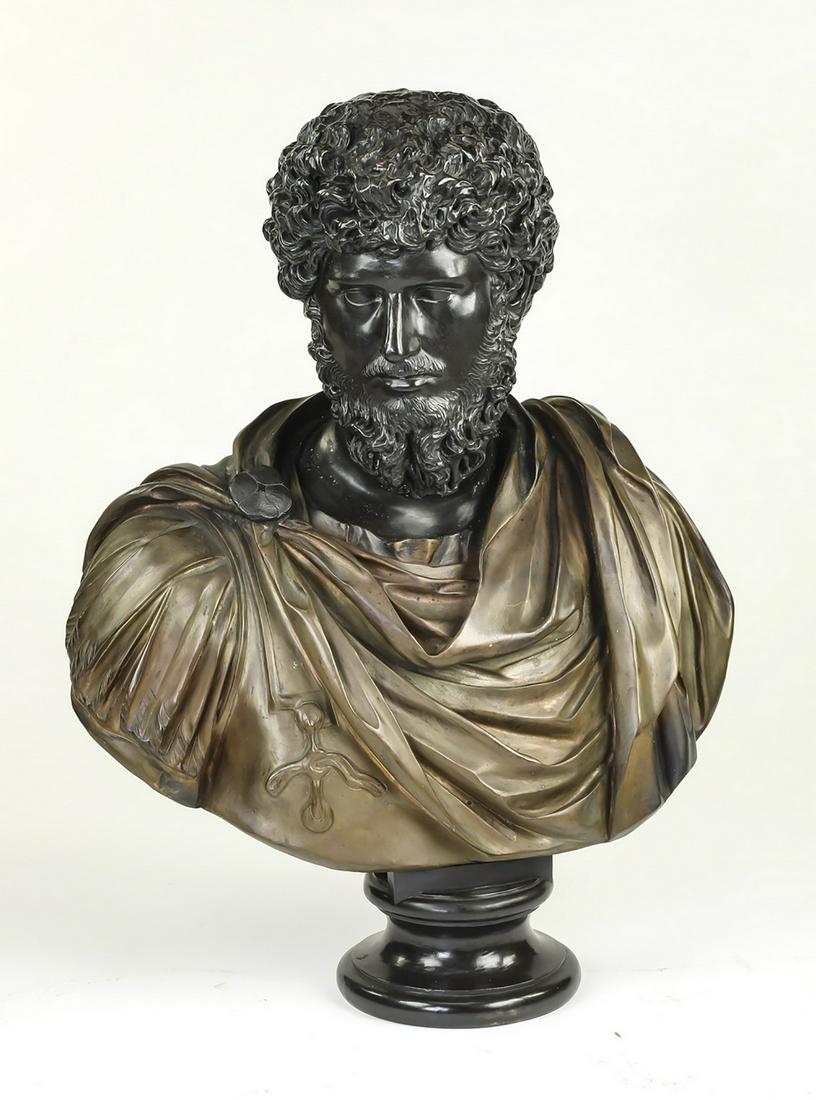 19th c. bronze bust of a classical figure, 33"h (1 of 5)