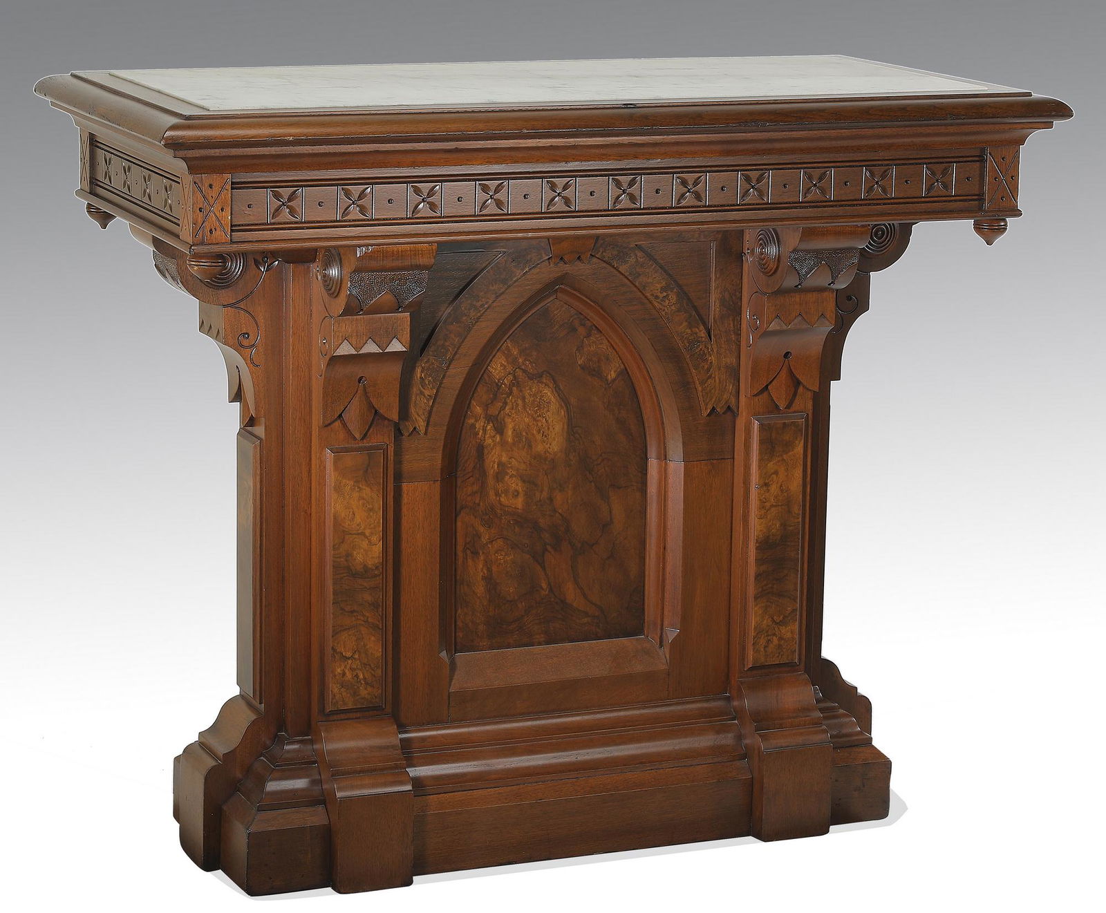 19th c. walnut center-of-the-room marble top pedestal (1 of 4)